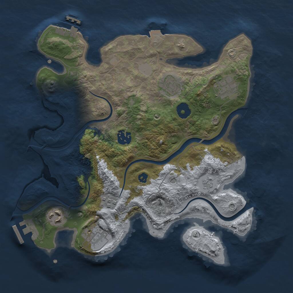 Rust Map: Procedural Map, Size: 3000, Seed: 2086201, 11 Monuments