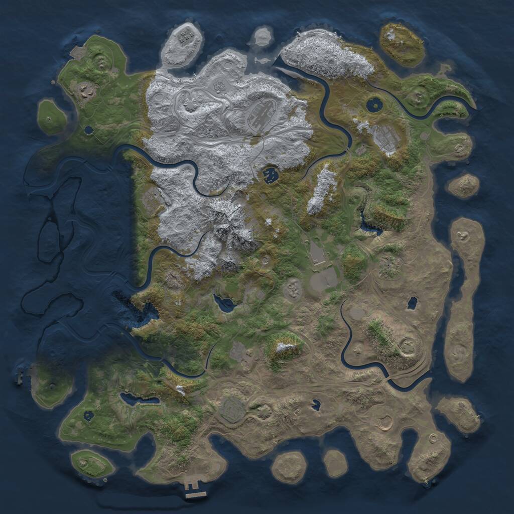 Rust Map: Procedural Map, Size: 5000, Seed: 348845034, 17 Monuments