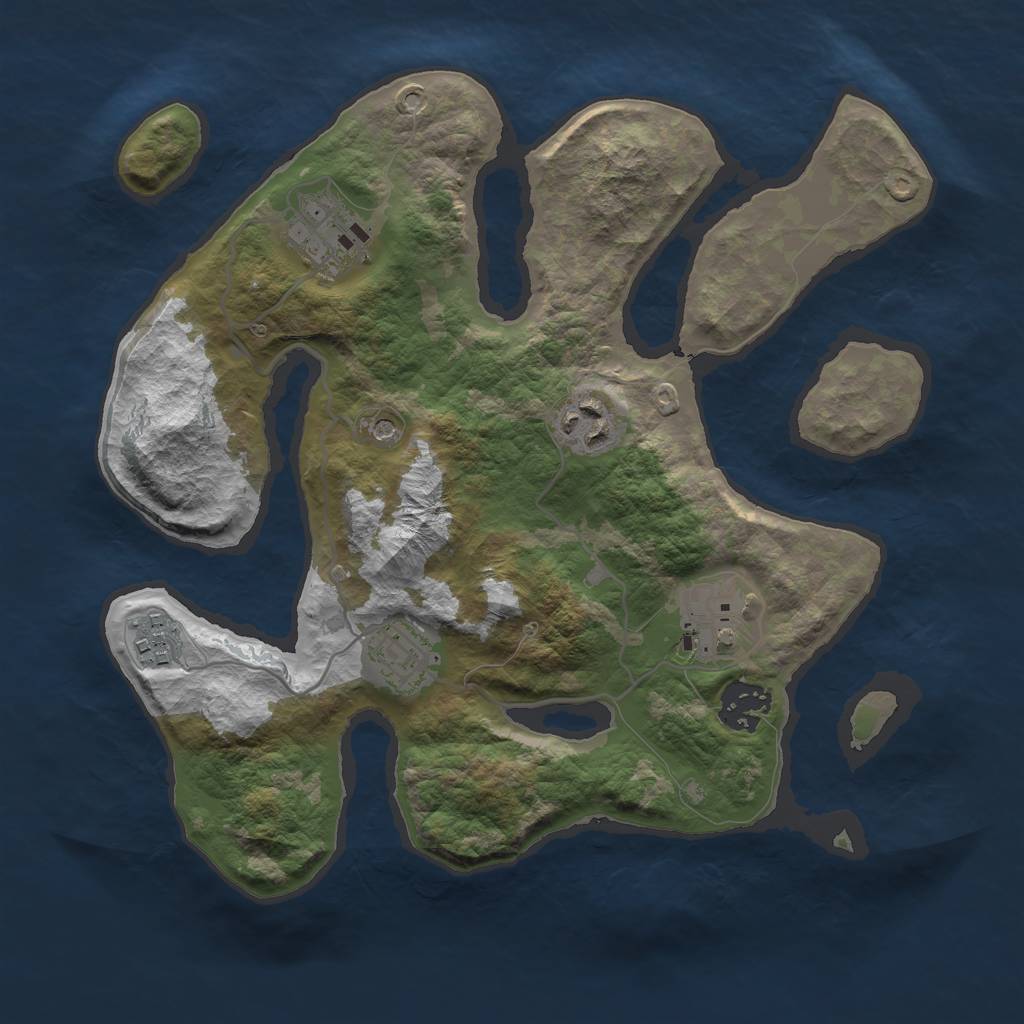 Rust Map: Barren, Size: 3000, Seed: 1262038207, 9 Monuments