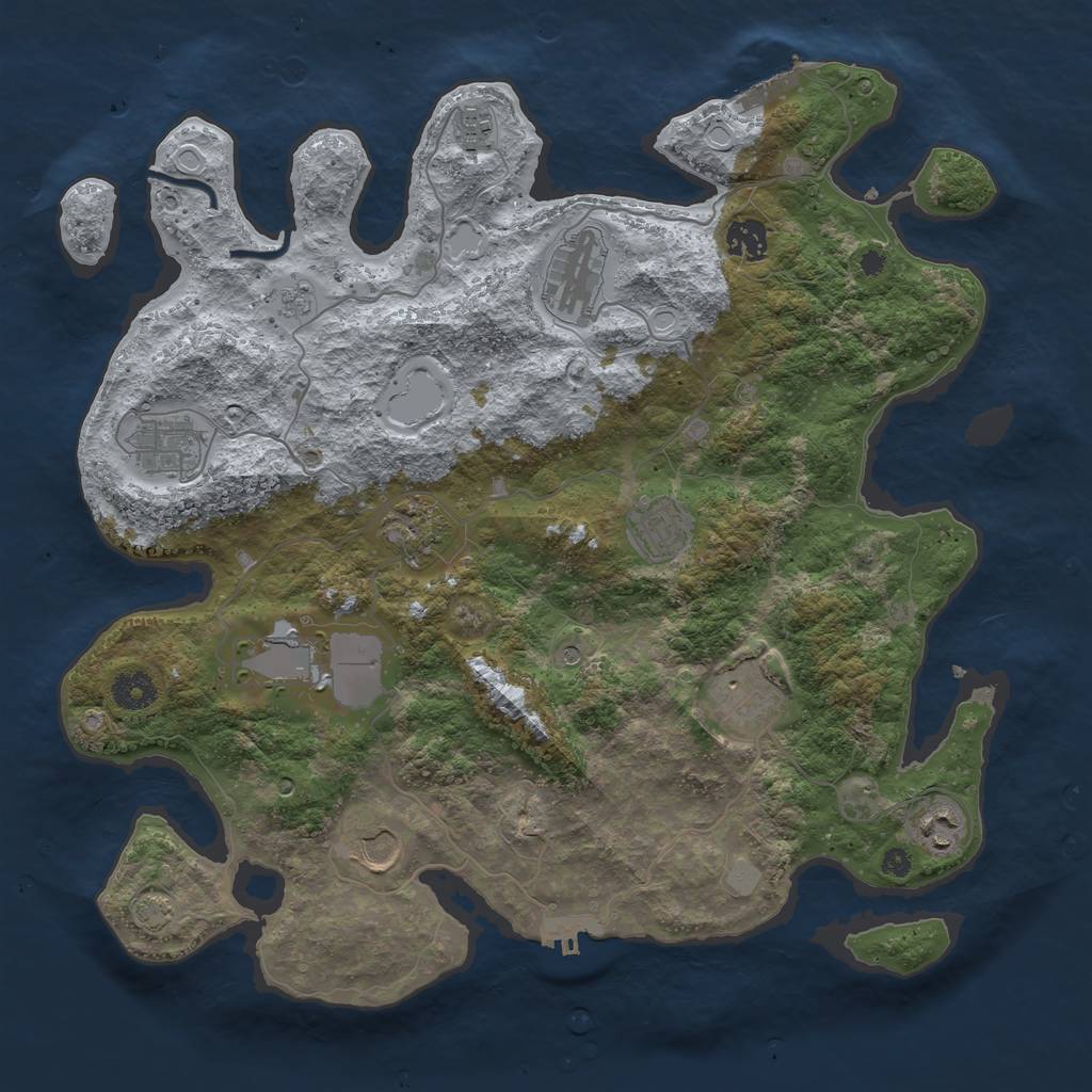 Rust Map: Procedural Map, Size: 3850, Seed: 1688840274, 18 Monuments