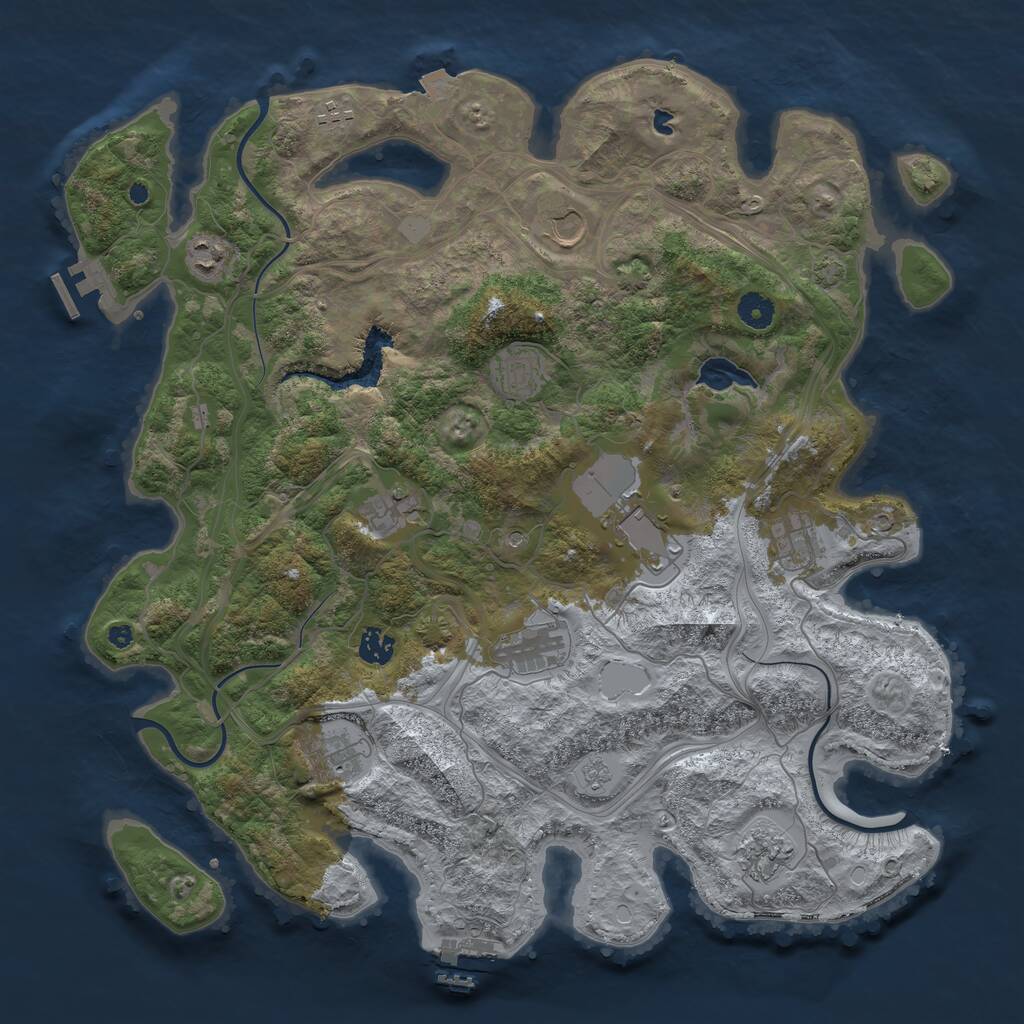 Rust Map: Procedural Map, Size: 4250, Seed: 2142184198, 17 Monuments