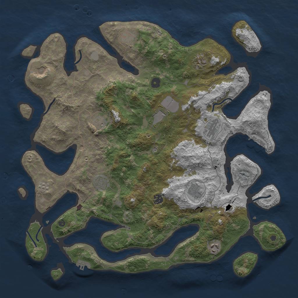 Rust Map: Procedural Map, Size: 4500, Seed: 1472394452, 19 Monuments