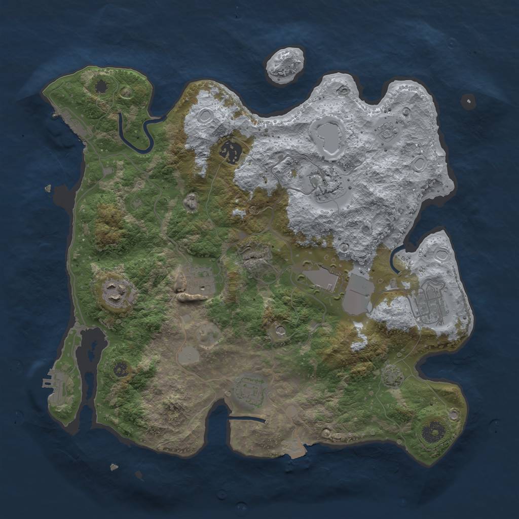 Rust Map: Procedural Map, Size: 3500, Seed: 228818239, 15 Monuments