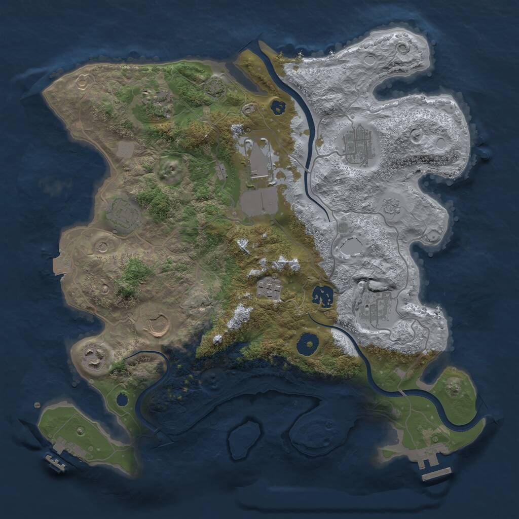 Rust Map: Procedural Map, Size: 3500, Seed: 2066420, 15 Monuments