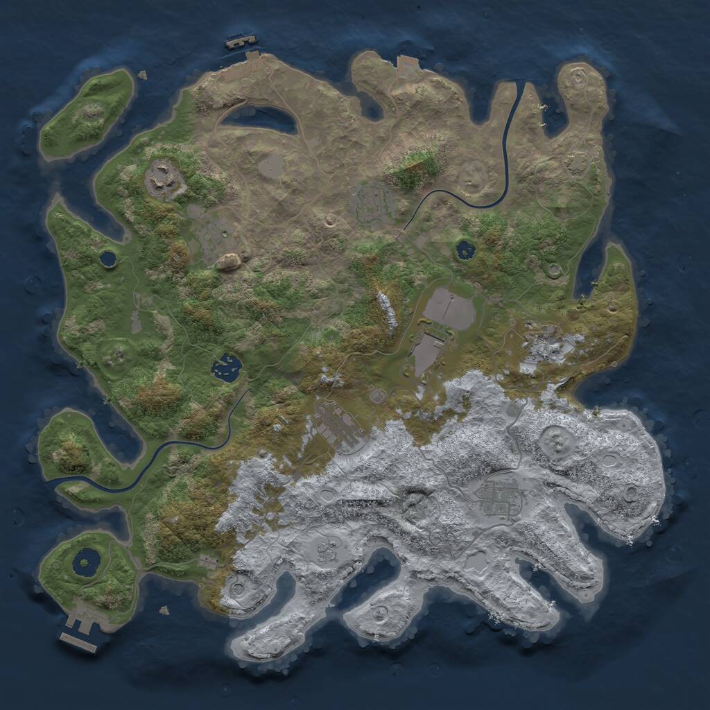 Rust Map: Procedural Map, Size: 3800, Seed: 470559250, 14 Monuments
