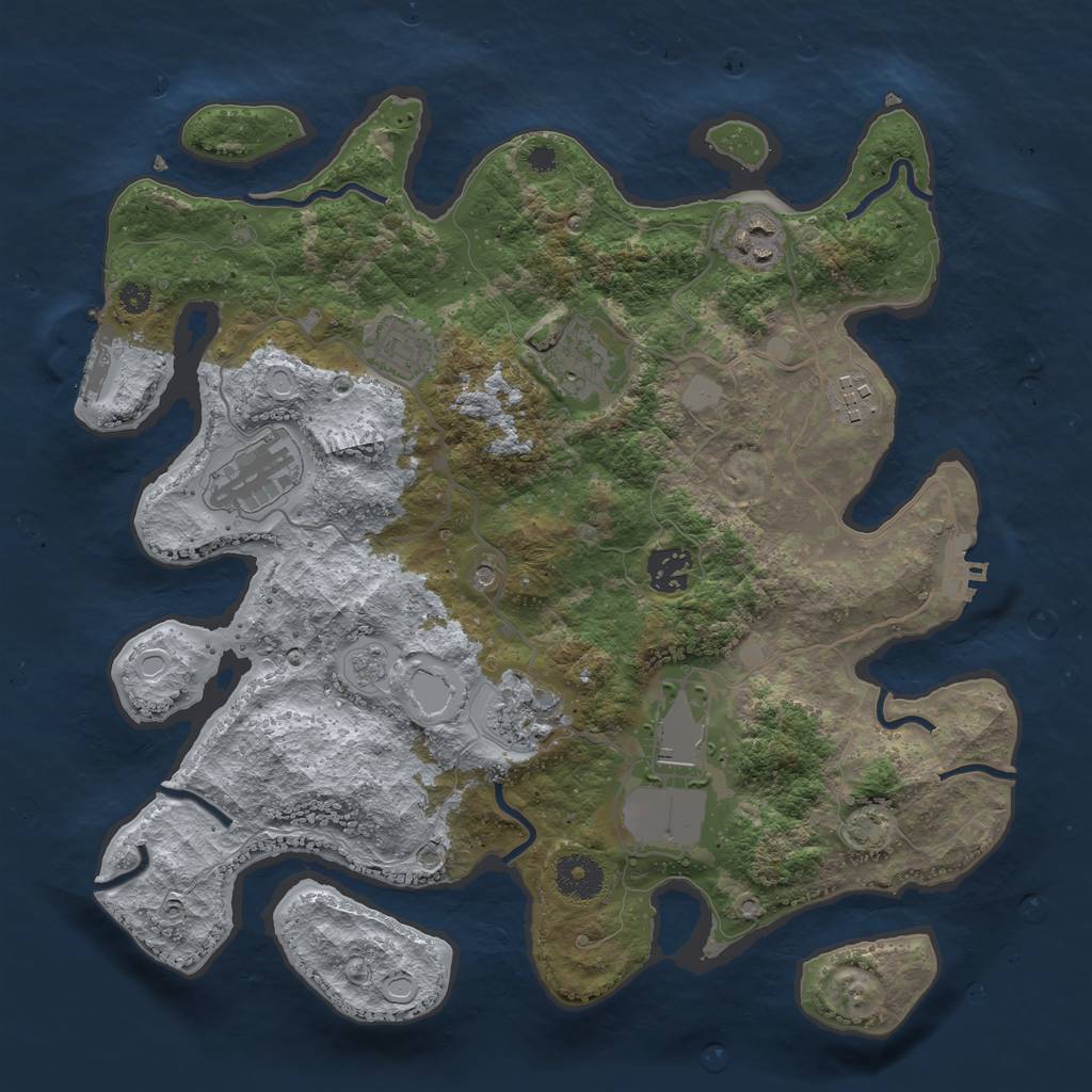 Rust Map: Procedural Map, Size: 3500, Seed: 818385330, 16 Monuments