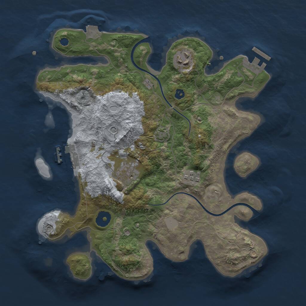 Rust Map: Procedural Map, Size: 3000, Seed: 8974, 8 Monuments