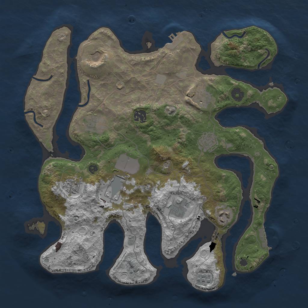 Rust Map: Procedural Map, Size: 3500, Seed: 243201612, 18 Monuments
