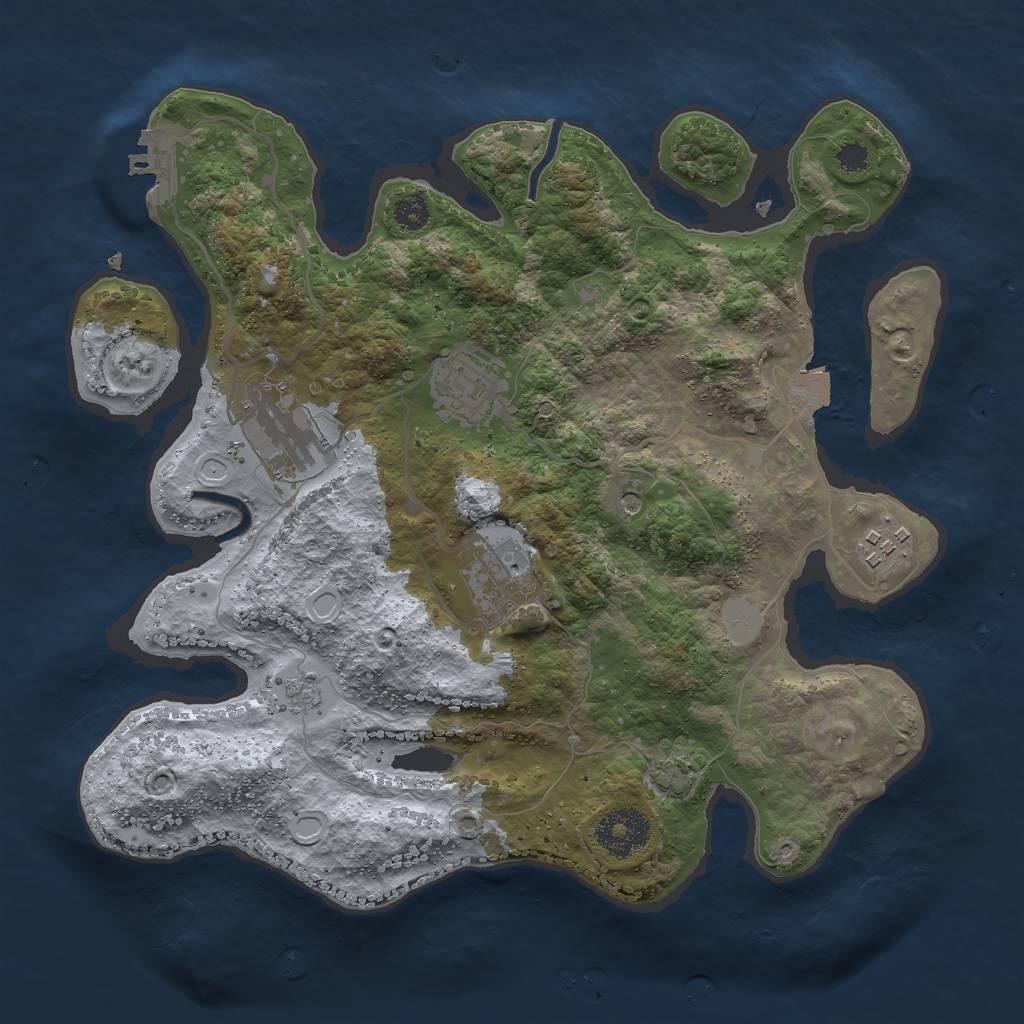 Rust Map: Procedural Map, Size: 3000, Seed: 708295, 11 Monuments