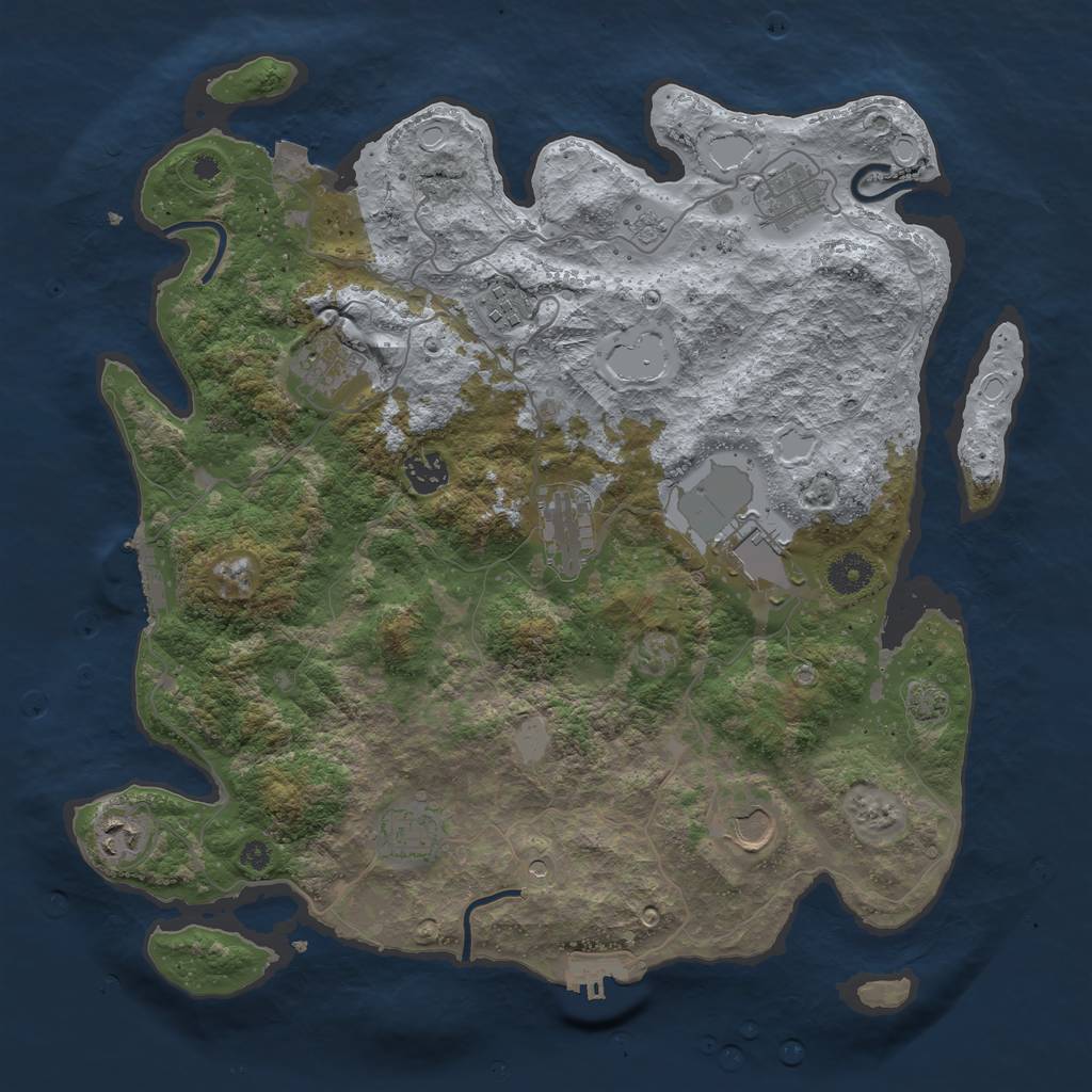 Rust Map: Procedural Map, Size: 3850, Seed: 41396294, 17 Monuments