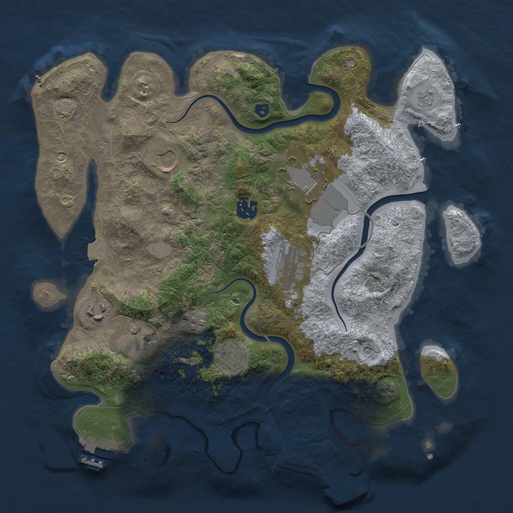 Rust Map: Procedural Map, Size: 3500, Seed: 1145584418, 14 Monuments