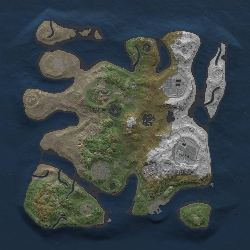 Rust Map: Procedural Map, Size: 3000, Seed: 1196884099, 13 Monuments