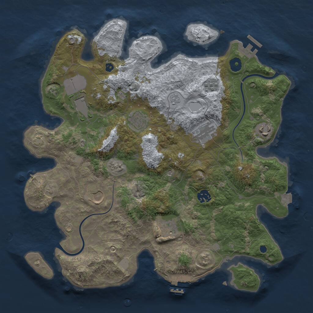 Rust Map: Procedural Map, Size: 3600, Seed: 1209246022, 14 Monuments