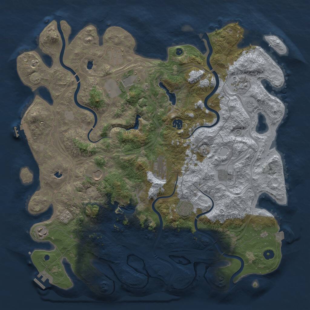 Rust Map: Procedural Map, Size: 4500, Seed: 7449, 16 Monuments