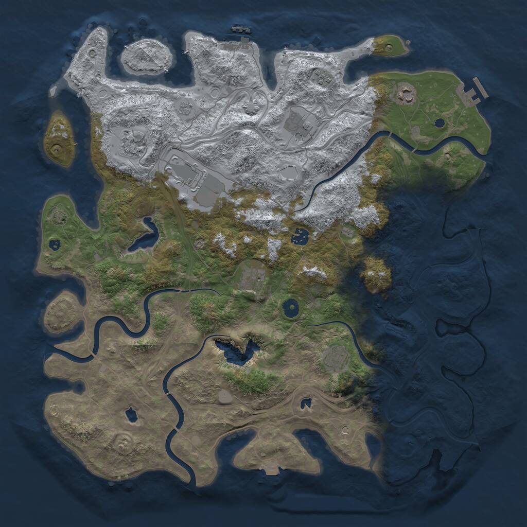 Rust Map: Procedural Map, Size: 4500, Seed: 63487405, 14 Monuments