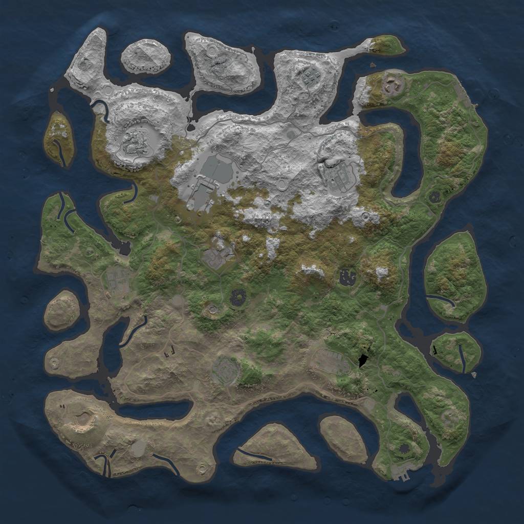 Rust Map: Procedural Map, Size: 4500, Seed: 63487405, 19 Monuments