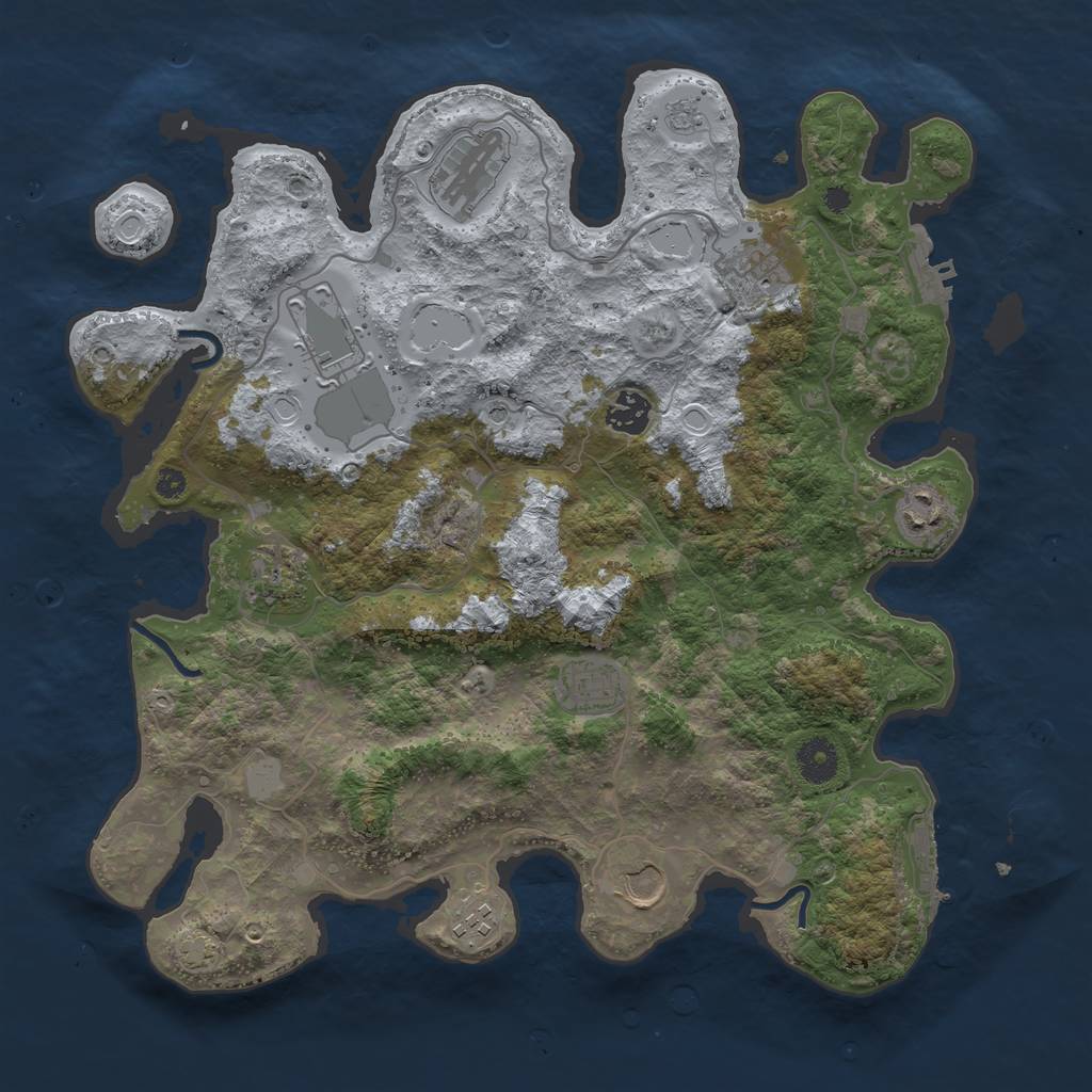 Rust Map: Procedural Map, Size: 3750, Seed: 261065621, 17 Monuments