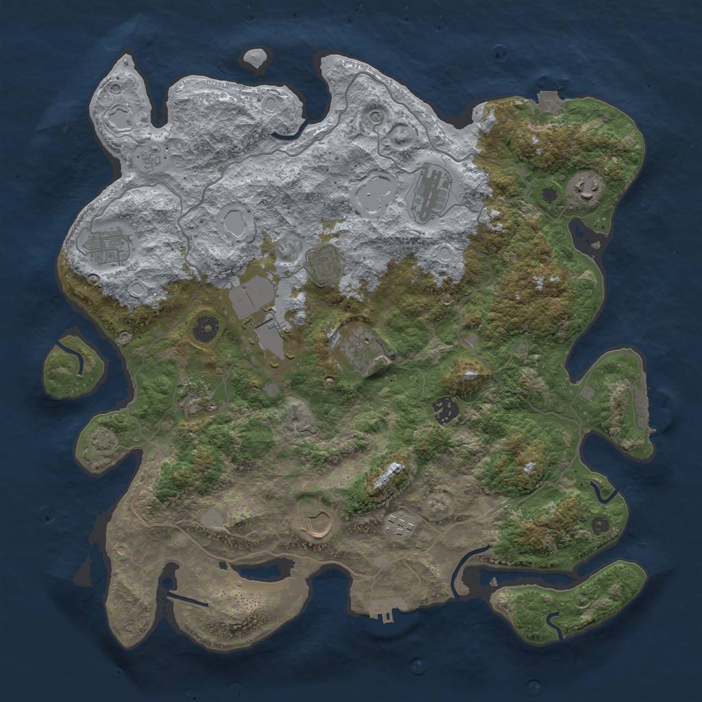 Rust Map: Procedural Map, Size: 4000, Seed: 1231231434, 18 Monuments