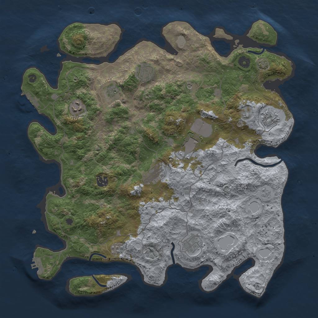 Rust Map: Procedural Map, Size: 4000, Seed: 16101993, 17 Monuments