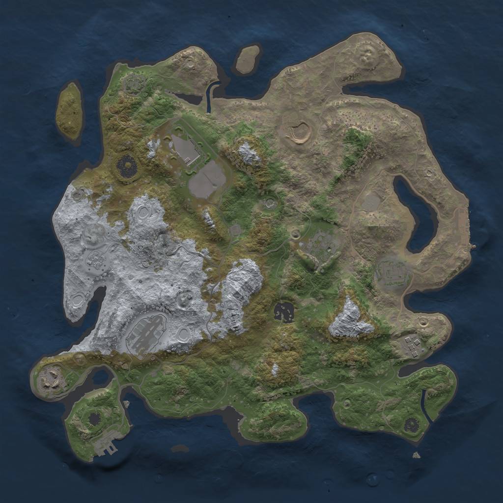 Rust Map: Procedural Map, Size: 3500, Seed: 2042626688, 16 Monuments