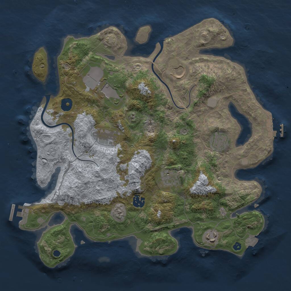 Rust Map: Procedural Map, Size: 3500, Seed: 2042626688, 13 Monuments