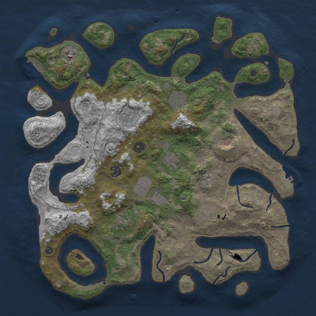 Rust Map: Procedural Map, Size: 4100, Seed: 1106514995, 18 Monuments