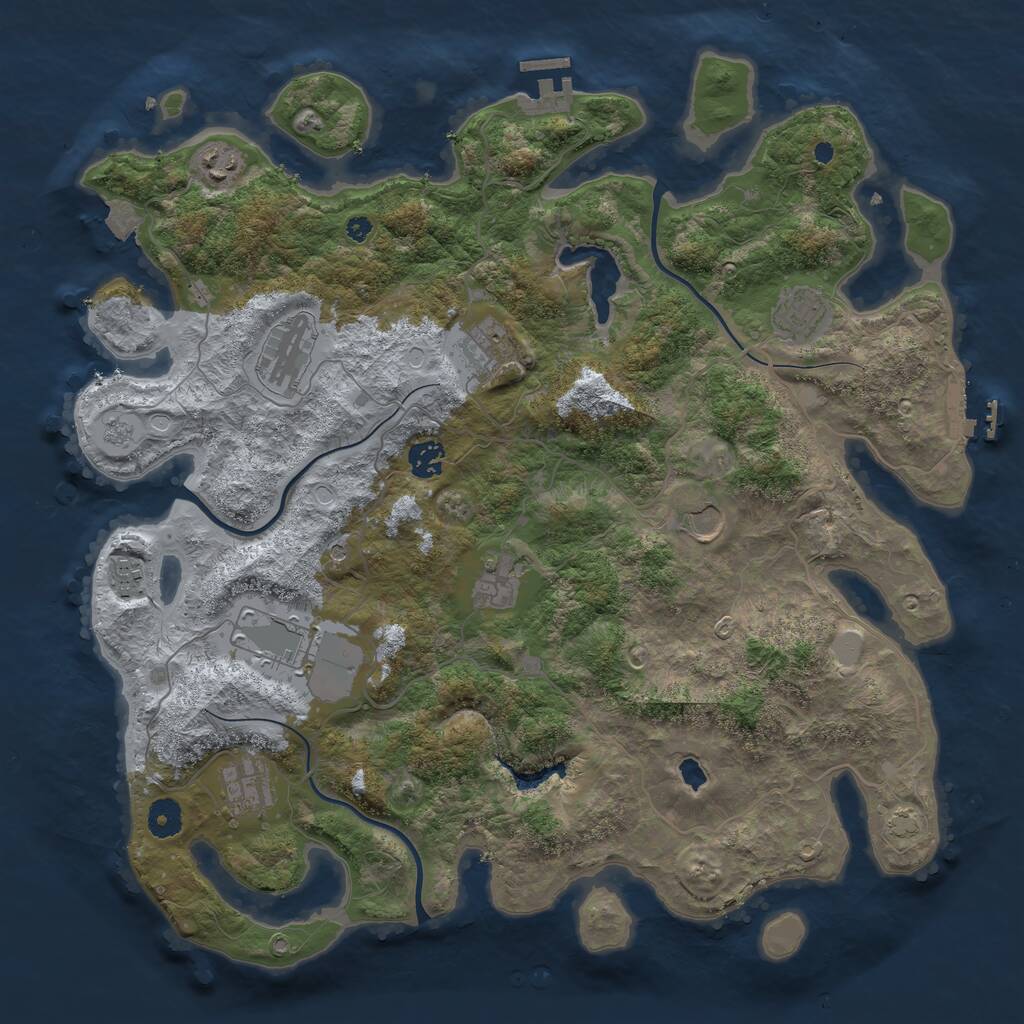 Rust Map: Procedural Map, Size: 4100, Seed: 1106514995, 16 Monuments