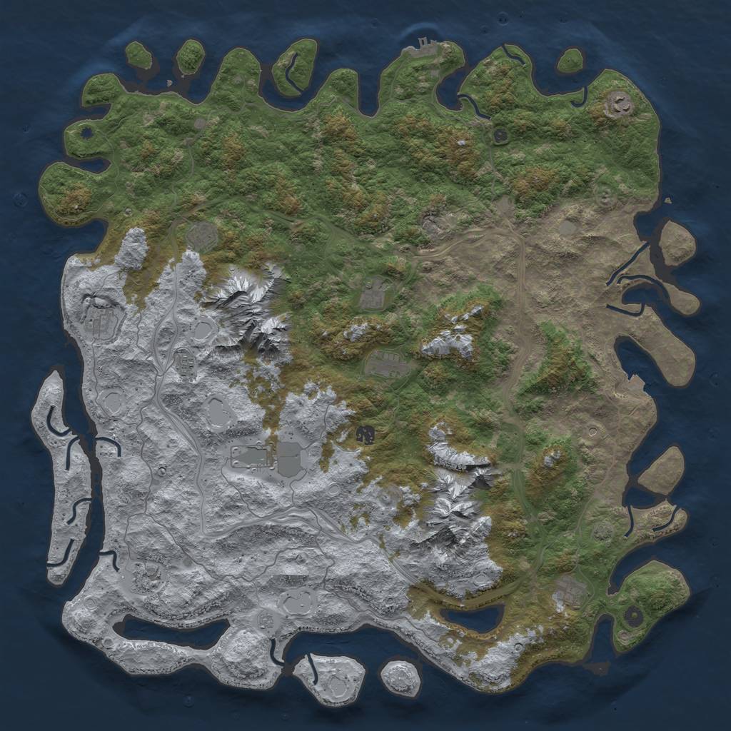 Rust Map: Procedural Map, Size: 5500, Seed: 7273511, 17 Monuments