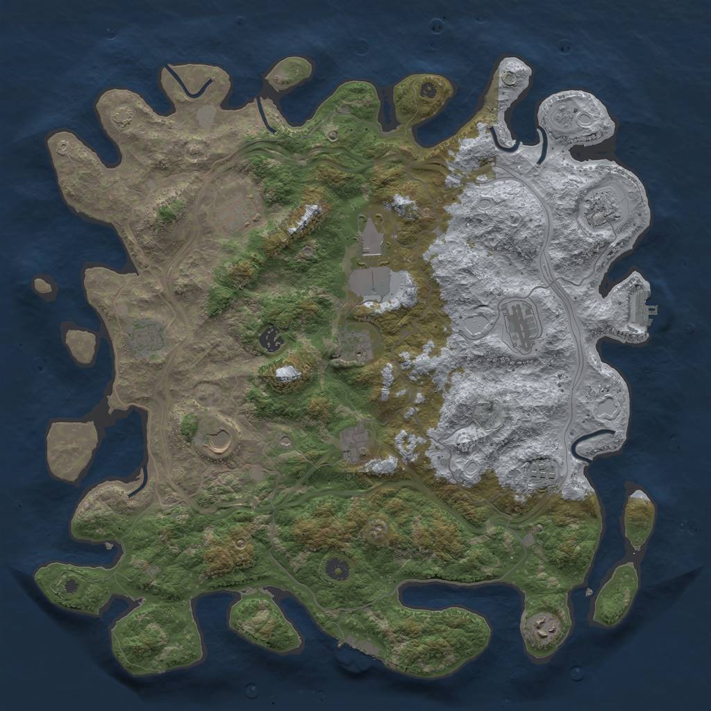 Rust Map: Procedural Map, Size: 4500, Seed: 308565800, 19 Monuments