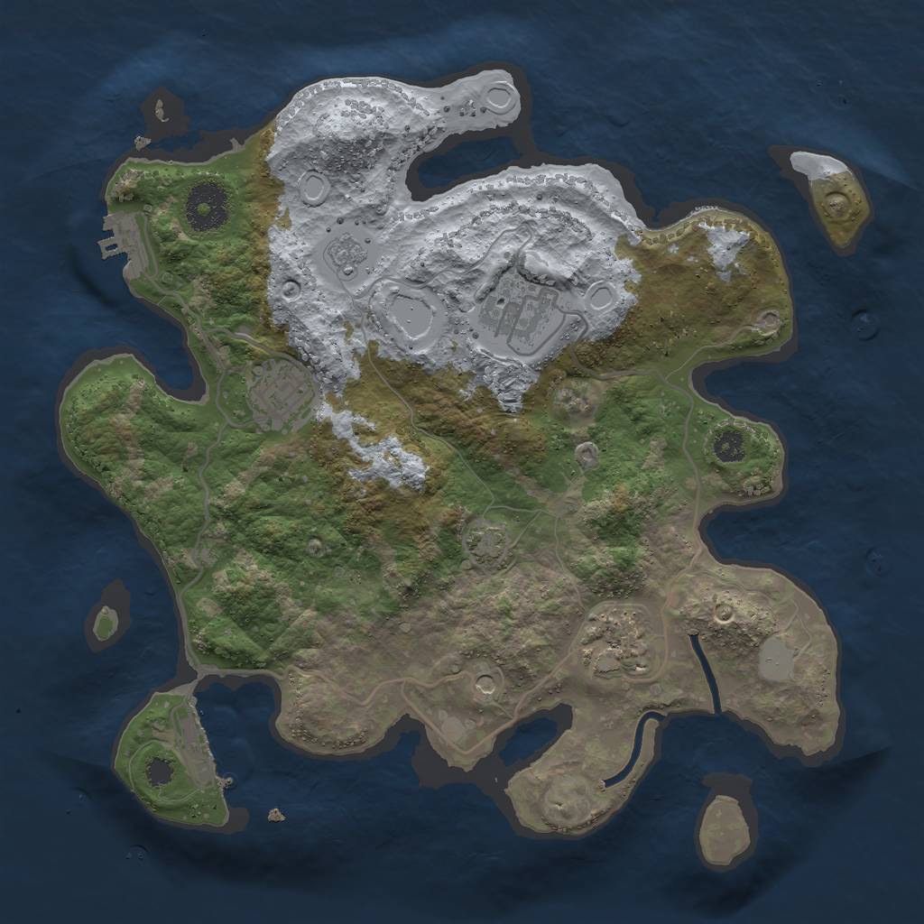 Rust Map: Procedural Map, Size: 3000, Seed: 170385, 11 Monuments