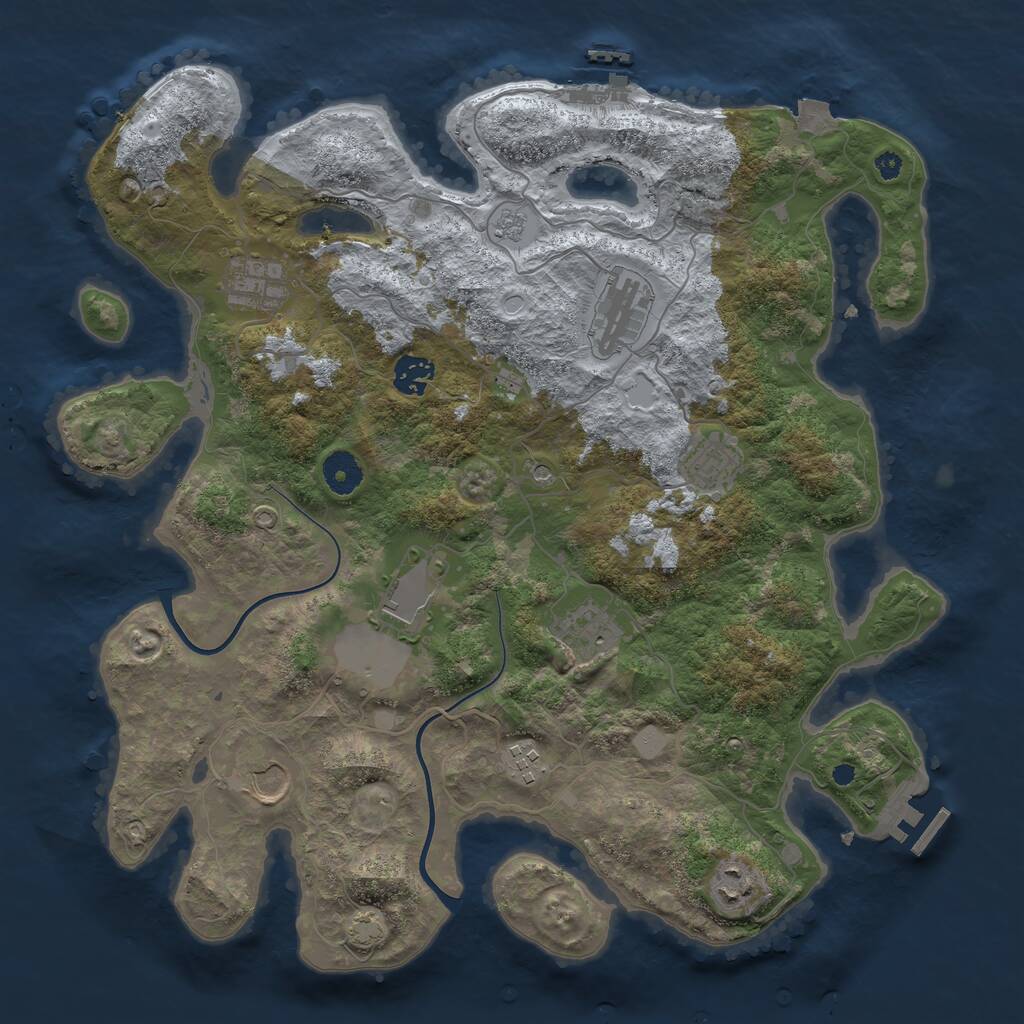 Rust Map: Procedural Map, Size: 3800, Seed: 488333493, 15 Monuments