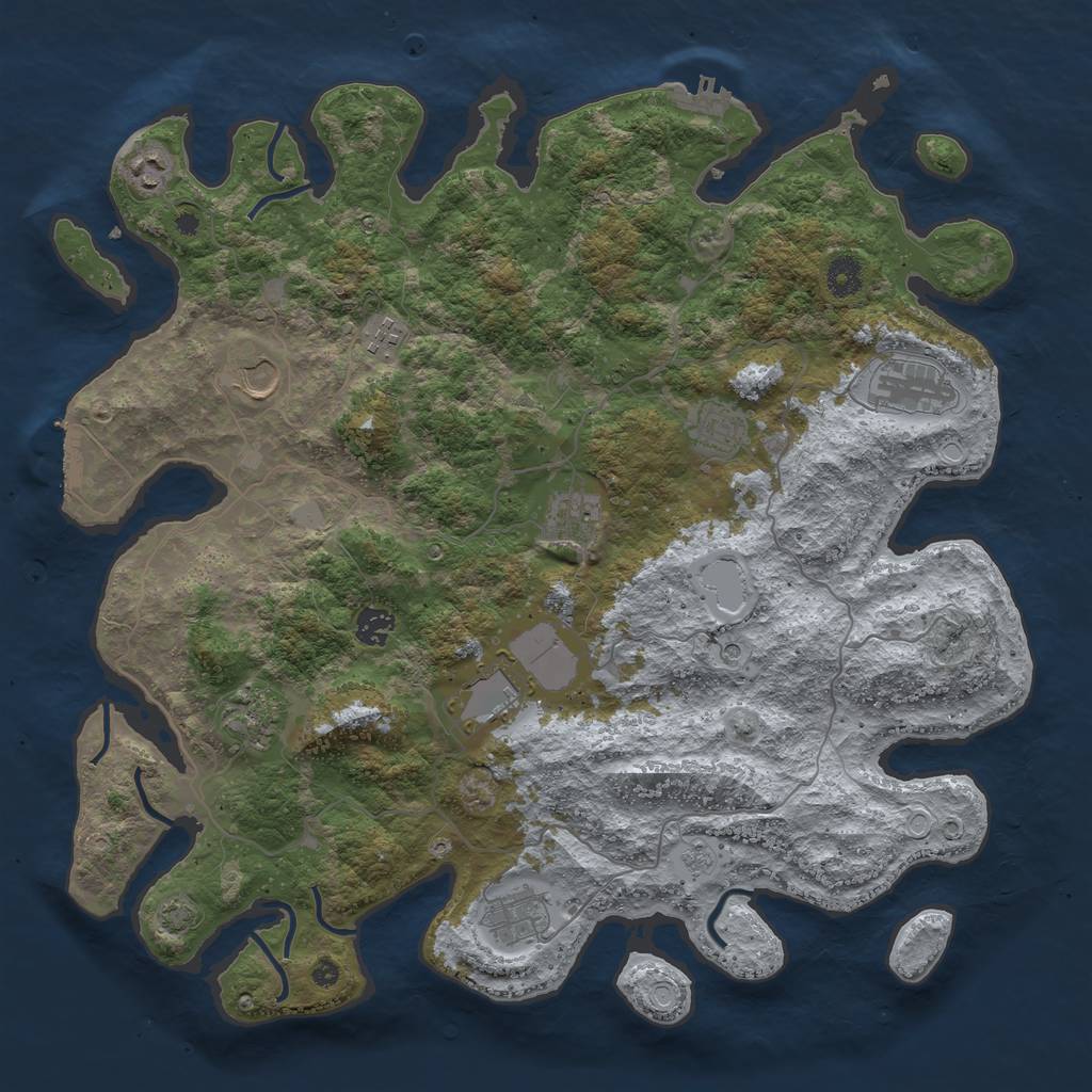 Rust Map: Procedural Map, Size: 4200, Seed: 29724181, 18 Monuments