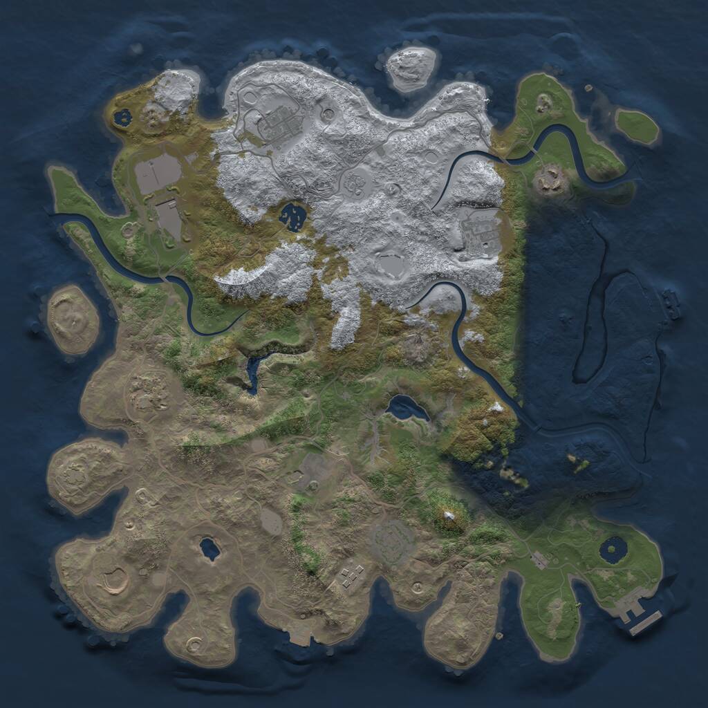 Rust Map: Procedural Map, Size: 4000, Seed: 173, 16 Monuments