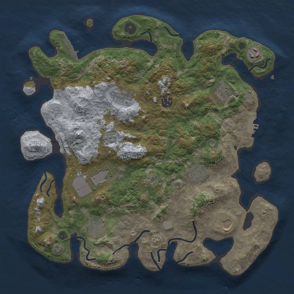 Rust Map: Procedural Map, Size: 3800, Seed: 6532532, 18 Monuments