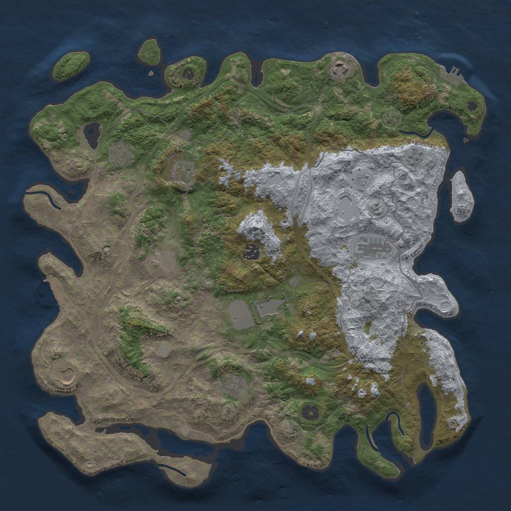 Rust Map: Procedural Map, Size: 4500, Seed: 22807, 18 Monuments