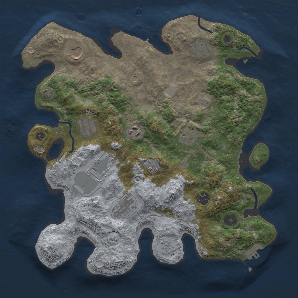 Rust Map: Procedural Map, Size: 3500, Seed: 16571845, 16 Monuments