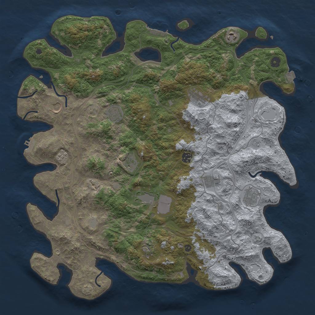 Rust Map: Procedural Map, Size: 4500, Seed: 664119039, 19 Monuments