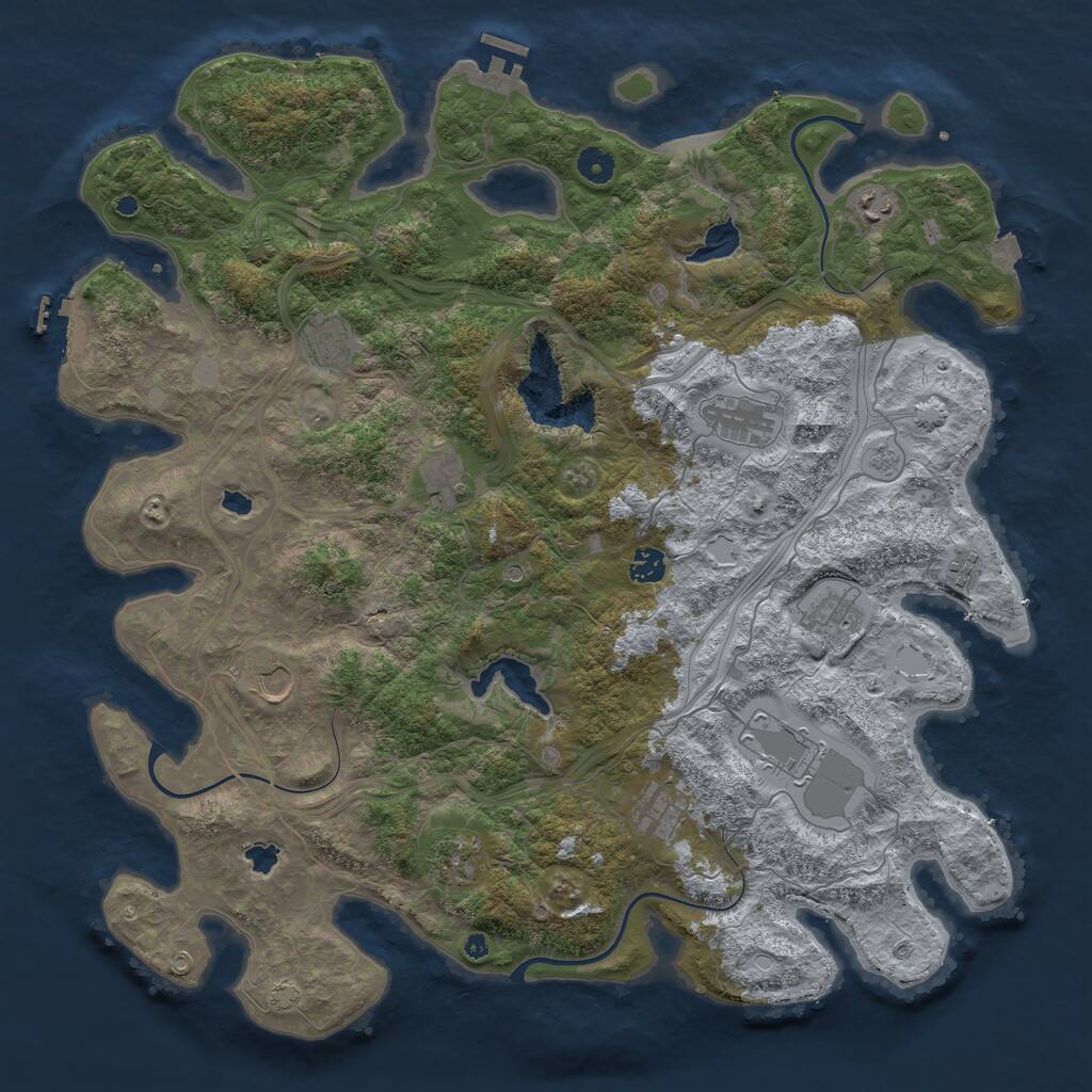 Rust Map: Procedural Map, Size: 4500, Seed: 664119039, 17 Monuments