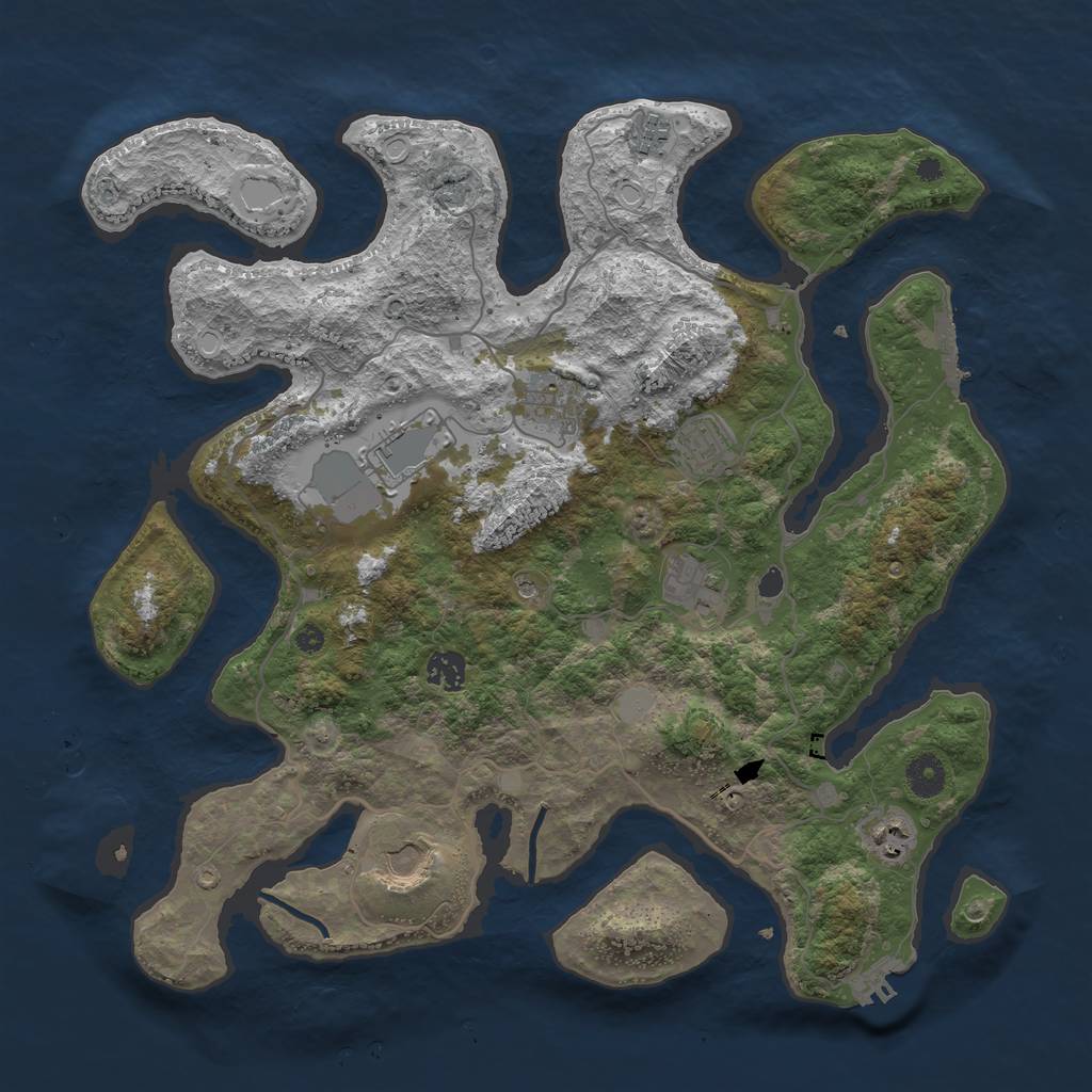 Rust Map: Procedural Map, Size: 4000, Seed: 40667864, 16 Monuments