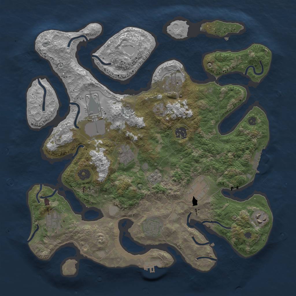 Rust Map: Procedural Map, Size: 3700, Seed: 1442342, 17 Monuments