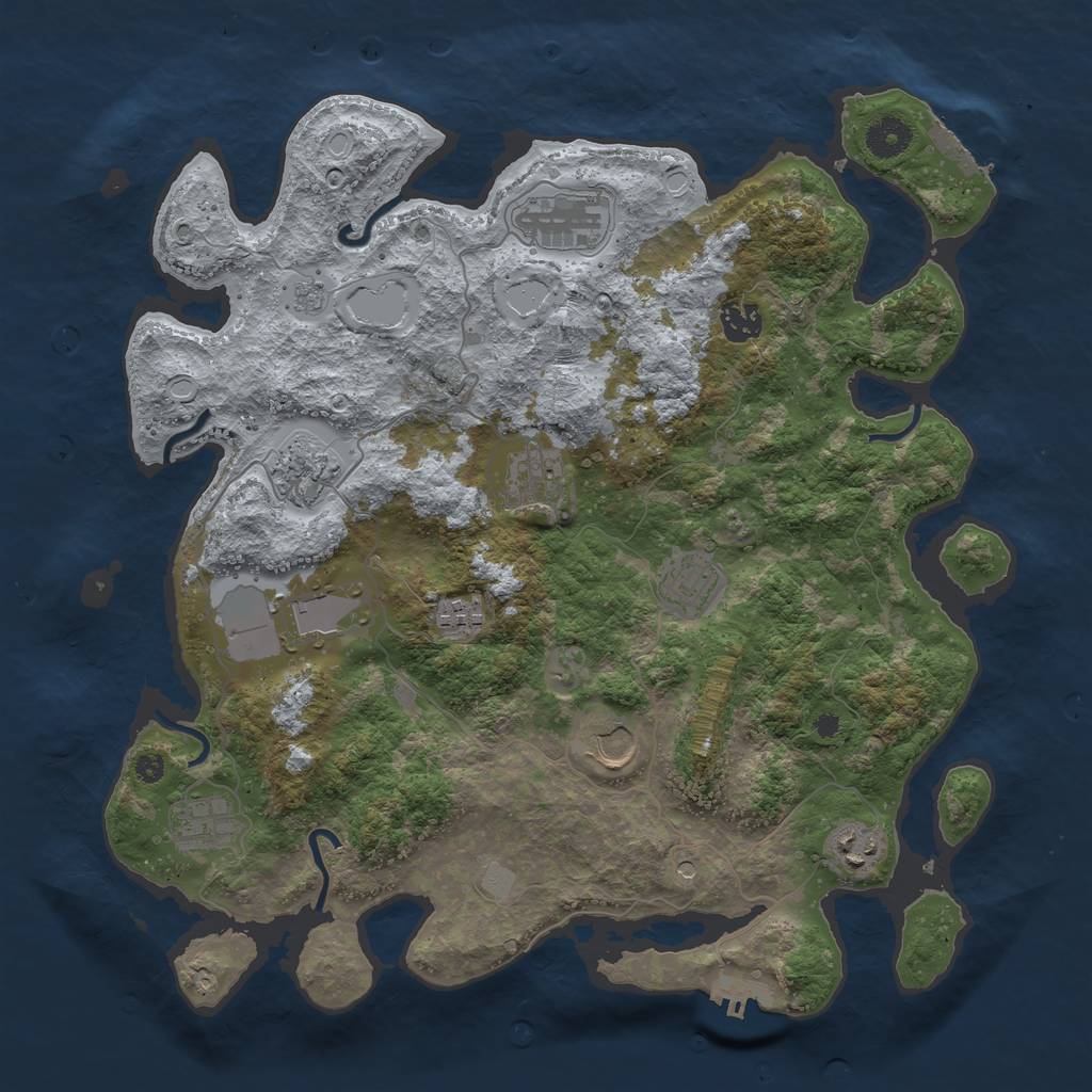 Rust Map: Procedural Map, Size: 3850, Seed: 2088491782, 17 Monuments