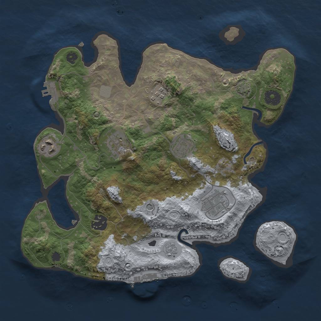 Rust Map: Procedural Map, Size: 3000, Seed: 681136227, 14 Monuments