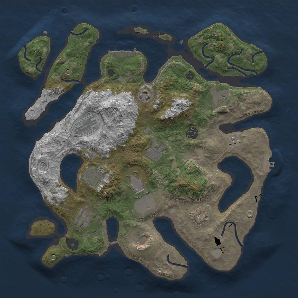 Rust Map: Procedural Map, Size: 3700, Seed: 1023658823, 19 Monuments