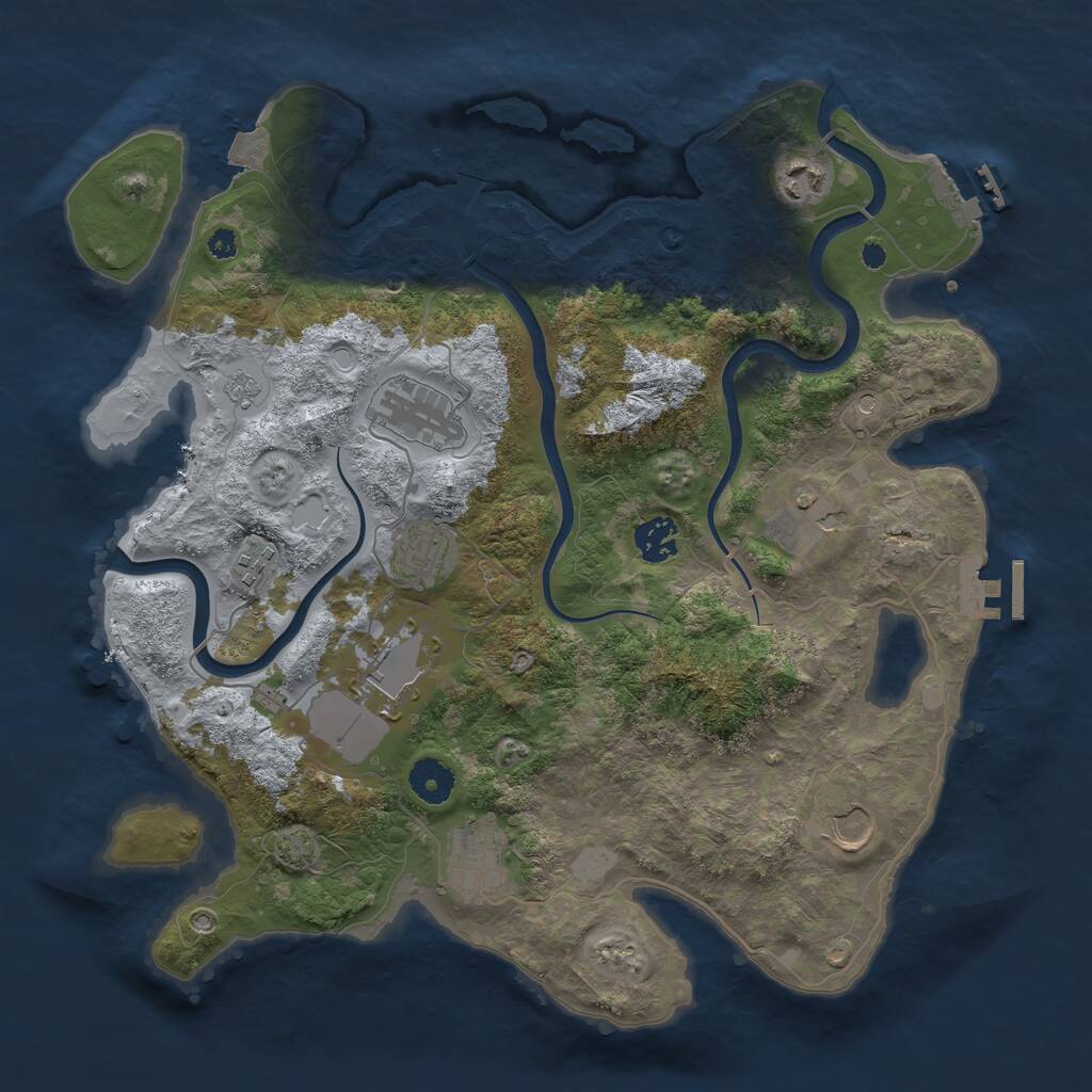 Rust Map: Procedural Map, Size: 3700, Seed: 1023658823, 15 Monuments