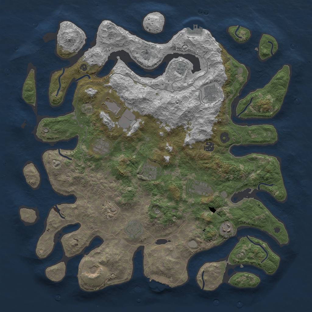 Rust Map: Procedural Map, Size: 4500, Seed: 961189275, 19 Monuments