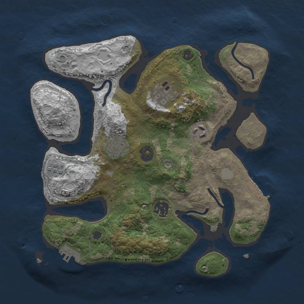 Rust Map: Procedural Map, Size: 3000, Seed: 795249, 13 Monuments