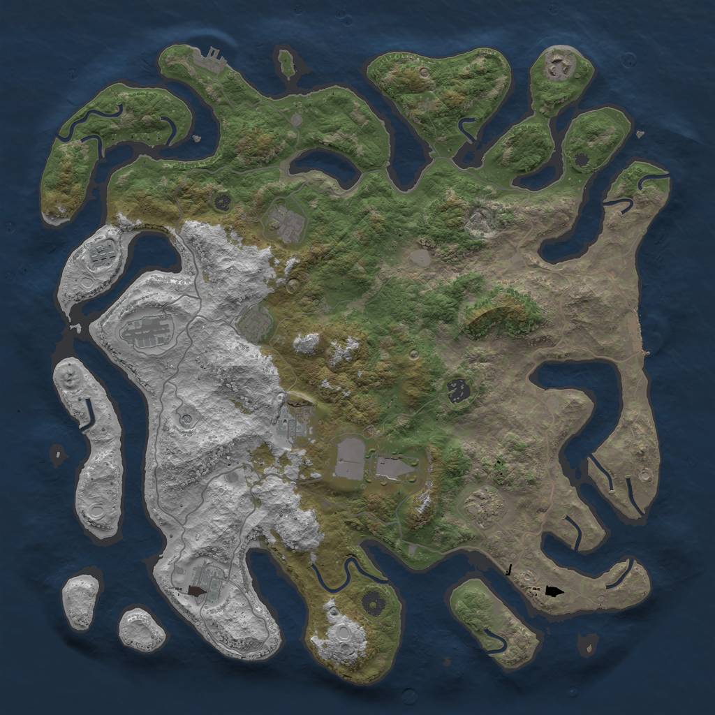Rust Map: Procedural Map, Size: 4500, Seed: 555799997, 18 Monuments