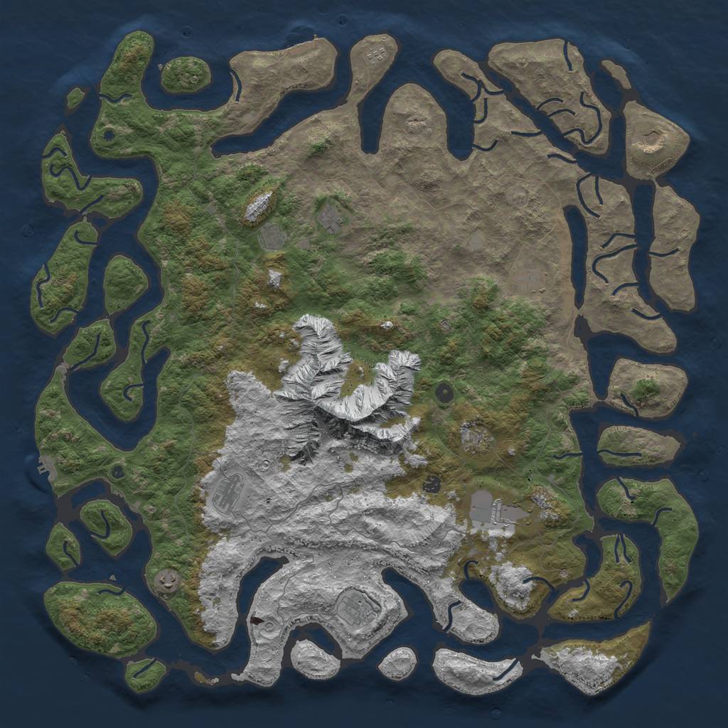 Rust Map: Procedural Map, Size: 6000, Seed: 37315356, 19 Monuments