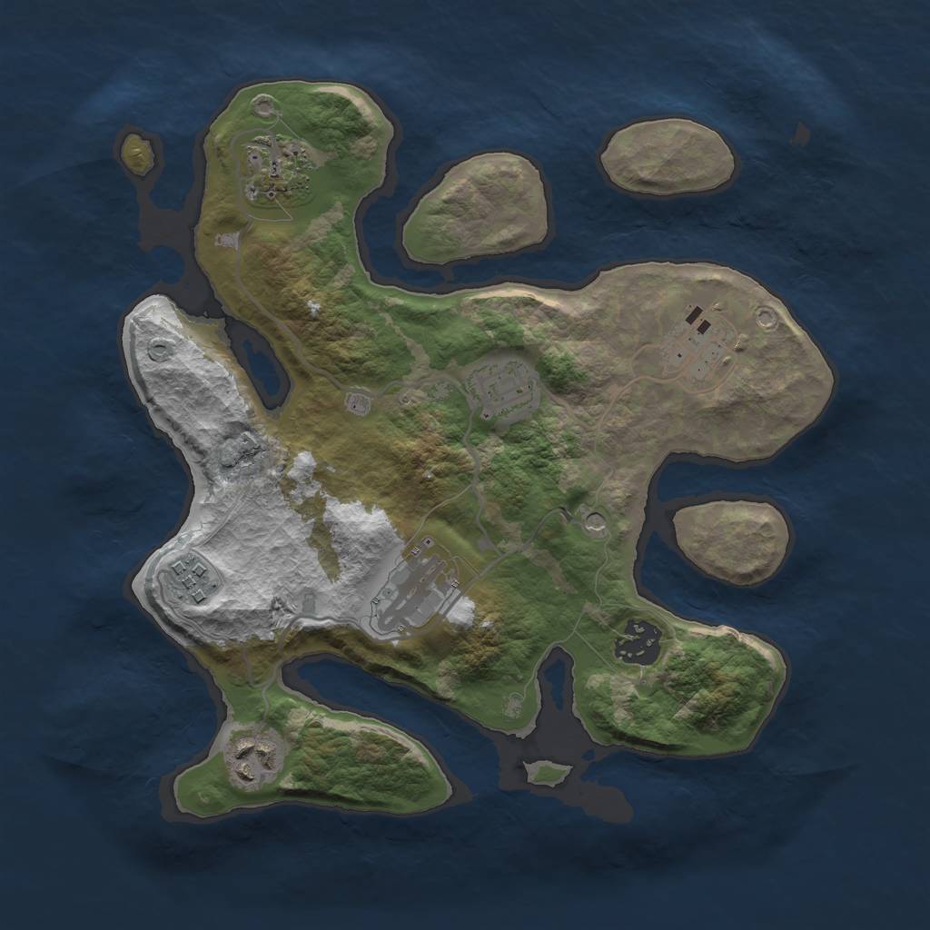 Rust Map: Barren, Size: 3000, Seed: 781673761, 10 Monuments