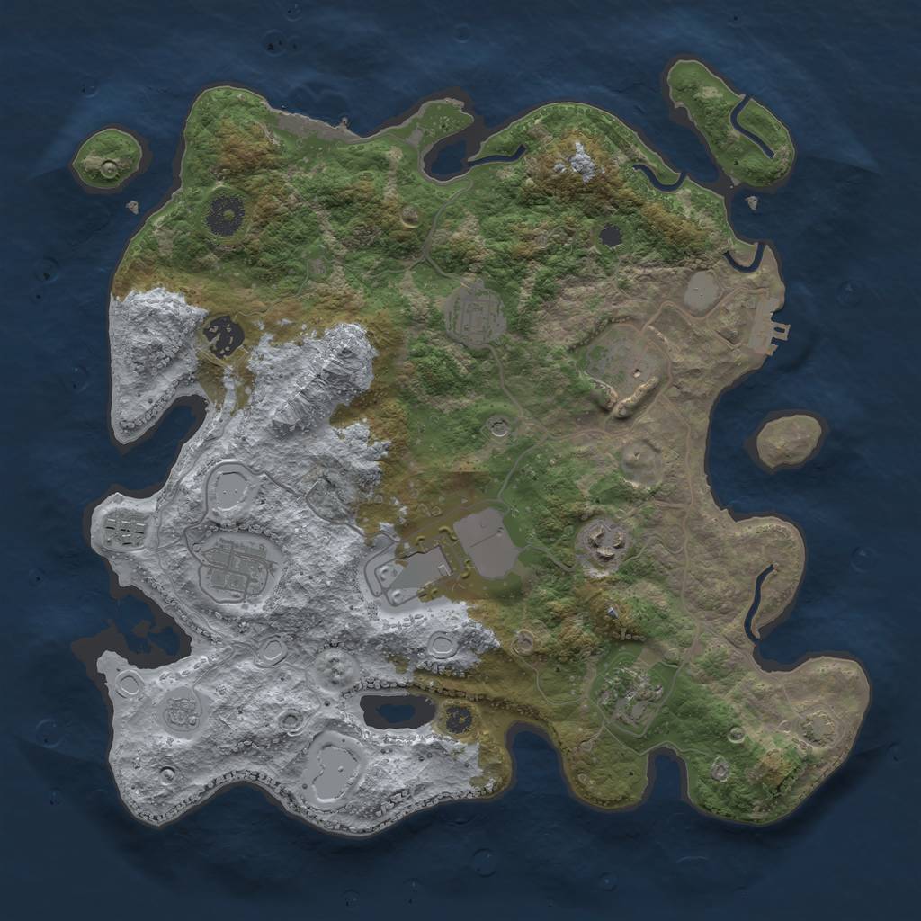 Rust Map: Procedural Map, Size: 3500, Seed: 47001809, 16 Monuments